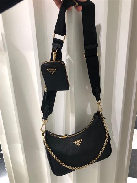 prada crossbody bag black and gold|Prada black crossbody bag.